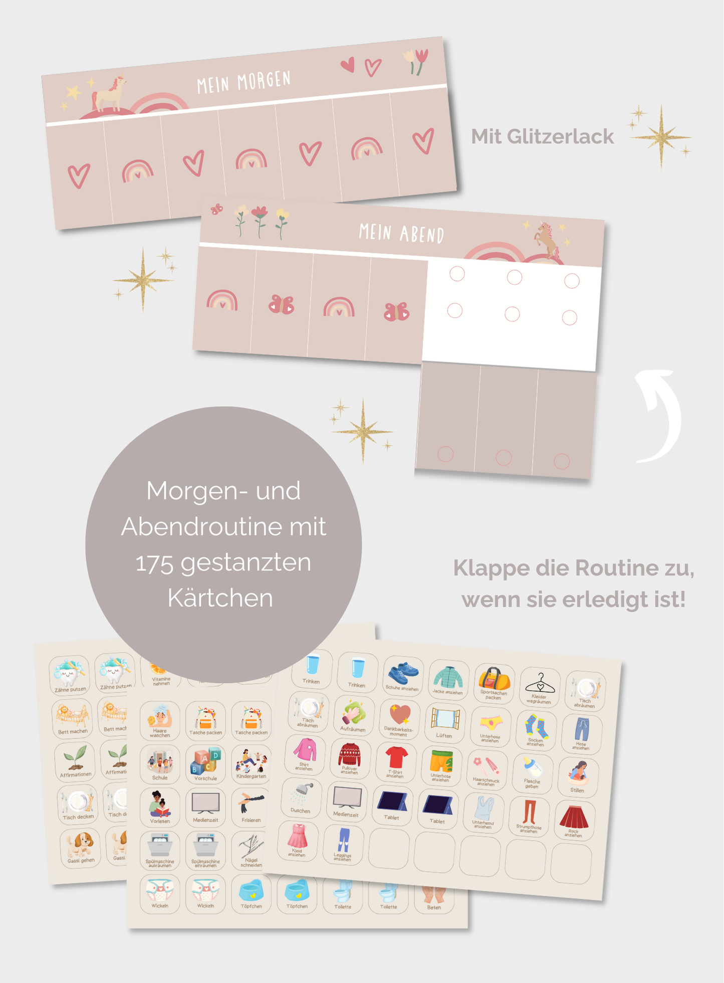 Morgen- & Abendroutine Set Einhorn Glitzer